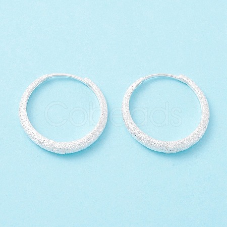 Textured 925 Sterling Silver Small Huggie Hoop Earrings EJEW-I260-29S-1