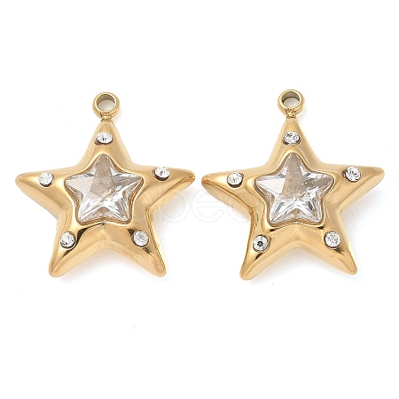 304 Stainless Steel with Rhinestone Charms STAS-Q345-13G-1