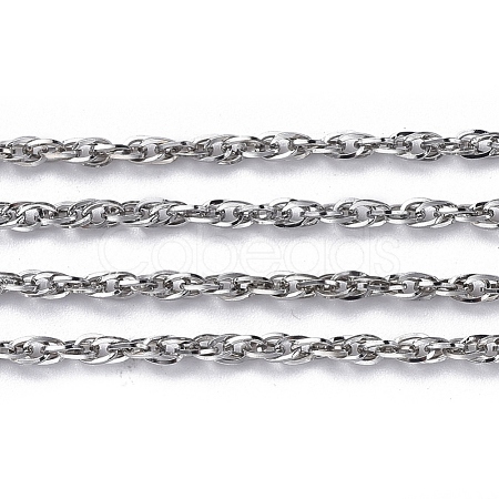 Non-Tarnish 3.28 Feet 304 Stainless Steel Rope Chains X-CHS-F003-05P-A-1
