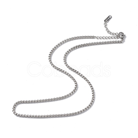 Non-Tarnish 304 Stainless Steel Box Chain Necklace for Men Women NJEW-K245-020B-1