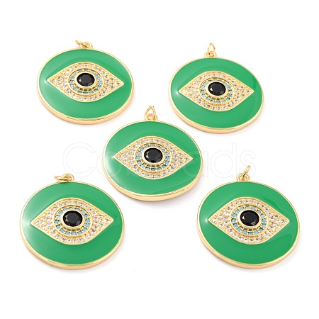 Real 18K Gold Plated Brass Micro Pave Cubic Zirconia Pendants ZIRC-L100-084G-02-1
