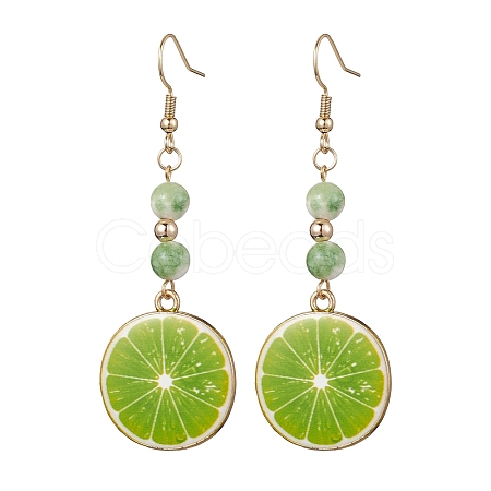 Real 18K Gold Plated Alloy Enamel Dangle Earrings EJEW-JE05667-05-1