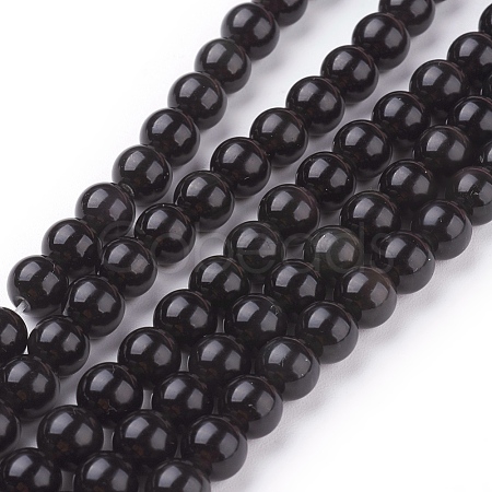 Natural Obsidian Beads Strands G-G099-6mm-24-1