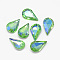 Pointed Back Glass Rhinestone Cabochons, Back Plated, Faceted, AB Color Plated, teardrop, Light Green, 13x8x4mm