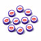 Handmade Polymer Clay Beads, Flat Round with Mouth, Slate Blue, 9.5~10x4~4.5mm, Hole: 1.6mm