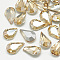 Pointed Back Glass Rhinestone Cabochons, Back Plated, Faceted, teardrop, Light Colorado Topaz, 10x6x3mm