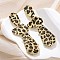 Alloy acrylic Dangle Stud Earrings, Long Leopard Print with Polygon, Golden, 83x28mm