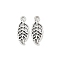 Tibetan Style Alloy Pendants, Leaf, Antique Silver, 20x8.5x1.5mm, Hole: 1.8mm