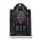 Halloween Themed Opaque Acrylic Pendants, Tombstone with Skeleton Charms, Black, 37.5~38x23.5~25.5x2~5mm, Hole: 2mm