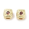 Brass Micro Pave Cubic Zirconia Beads, Cube, Real 18K Gold Plated, Chocolate, 7.5x7.5x7.5mm, Hole: 3mm