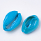 Spray Paint Cowrie Shell Beads, Two Tone, No Hole/Undrilled, Deep Sky Blue, 20~25x14~16x5~7mm