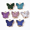 Druzy Resin Pendants, with Edge Light Gold Plated Iron Loops, Butterfly, Mixed Color, 14.5x16x6.5mm, Hole: 1.8mm