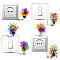 6Pcs Plant PVC Plastic Waterproof Self-adhesive Stickers Set, Light Switch Decals for Wall Decoration, Bulb, 180x180mm