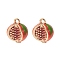 2Pcs Brass Enamel Charms, Imitation Fruit, Light Gold, Pomegranate Charm, Dark Red, 11.5x10x6mm, Hole: 1.2mm