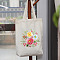 DIY Flower Pattern Tote Bag Embroidery Kit, including Embroidery Needles & Thread, Cotton Fabric, Plastic Embroidery Hoop, White, 390x340mm