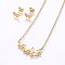 304 Stainless Steel Jewelry Sets, Stud Earrings and Pendant Necklaces, Butterfly, Golden, Necklace: 18.9 inch(48cm), Stud Earrings: 6x9x1.2mm, Pin: 0.8mm