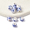 Handmade Porcelain Beads, Blue and White Porcelain, Round with Flower, Blue, 6mm, Hole: 1.6mm