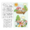 Globleland DIY Holiday Theme Scrapbook Making Kits, including 1 Sheet PVC Plastic Stamps and 1Pc Carbon Steel Cutting Dies Stencils, Cat & Boat & Tree, Mixed Patterns, Plastic Stamp: 16x11x0.3cm, Cutting Dies Stencils: 11.1x11.2x0.08cm