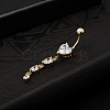 Real 18K Gold Plated Piercing Jewelry Brass Cubic Zirconia Heart Navel Ring Navel Ring Belly Rings AJEW-EE0001-06-2