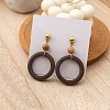 Wood & Brass Dangle Stud Earrings WGD57B9-03-2