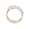 Round Shell Pearl Beaded Ring RJEW-TA00133-1