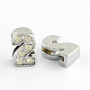 Zinc Alloy Rhinestone Number Slide Charms ALRI-R035-2-1