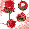 CRASPIRE 8Pcs Cloth Rose Flower Boutonniere Brooch with Rhinestone AJEW-CP0001-79B-4