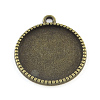 Tibetan Style Alloy Flat Round Pendant Cabochon Settings TIBEP-Q045-068D-AB-NR-1