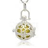 Silver Color Plated Brass Hollow Round Cage Pendants KK-J226-06S-1