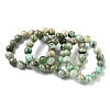 Natural Green Line Jasper Round Beaded Stretch Bracelets for Women BJEW-F535-02D-4