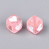 Spray Painted Transparent Acrylic Beads OACR-N140-02E-2