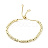 Adjustable Brass Round Beaded Slider Bracelets BJEW-D039-31A-G-1