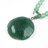 Natural Green Aventurine 4.5mm Round Beaded Flower Pendant Necklaces NJEW-T016-04F-5