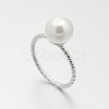 Brass Acrylic Pearl Finger Rings for Wedding Jewelry RJEW-J061-P-1