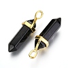 Natural Black Obsidian Bullet Double Terminated Pointed Pendants X-G-G902-B25-2