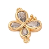 Brass Pave Clear Cubic Zirconia Connector Charms KK-Z066-09G-2