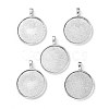 Tibetan Style Alloy Flat Round Pendant Cabochon Settings TIBEP-M022-15AS-1
