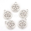 Tibetan Style Alloy Flat Round with Star Charms TIBEP-5248-AS-LF-1
