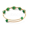 Natural Green Agate Wrapped Cuff Bangle BJEW-A122-04A-2