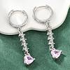Brass Micro Pave Cubic Zirconia Hoop Dangle Earrings KK-CBA8324-07P-01-3