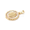 Brass Pave Natural White Shell Pendants KK-S522-07A-G-2