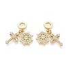 Brass Micro Pave Clear Cubic Zirconia European Dangle Charms KK-T080-45G-1