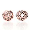 Rack Plating Brass Cubic Zirconia Beads ZIRC-S001-6mm-A04-2