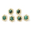 Ion Plating(IP) Natural Malachite Hexagon Stud Earrings with Plastic Pearl Beaded EJEW-E287-01G-01-2