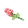 Glass Seed Beaded Rose Pendants PALLOY-MZ00959-04-3
