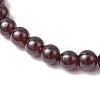 Round Natural Grade AAAA Garnet Beads Stretch Bracelets for Men Women BJEW-JB11825-03-3