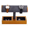 T-Shaped Bar Wood with Velvet Watch Organizer Display Stands with Rectangle Trays for Rings Necklaces Earrings ODIS-PH0009-16B-1