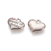 Wedding Theme Antique Silver Tone Tibetan Style Heart with Sister of Bride Rhinestone Charms TIBEP-N005-06C-2