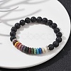 Dyed Colorful Natural Lava Rock Beaded Stretch Bracelets BJEW-JB09683-02-2