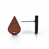 Walnut Wood Stud Earring Findings WOOD-S054-50-4